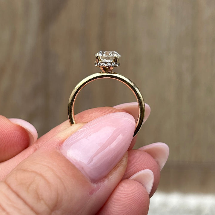 1.03 Carat, Natural, Hidden-Halo Round Brilliant Diamond Ring