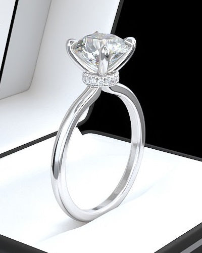 2.01 Carat, Natural, Hidden-Halo Round Brilliant Diamond Ring