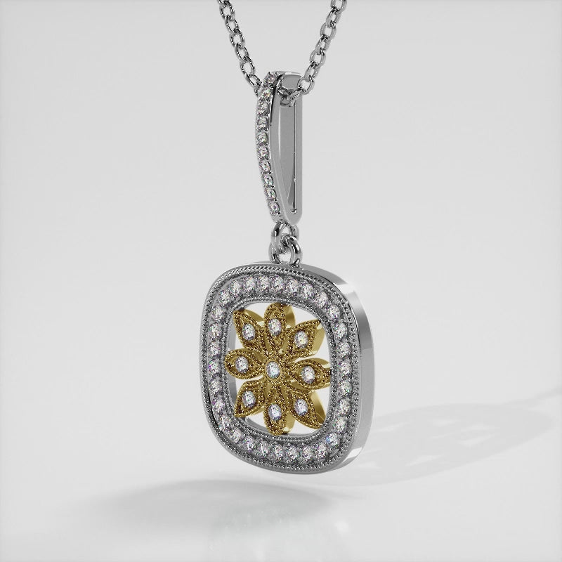 Cherry Blossom Halo Diamond Drop Pendant